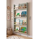 Yurudesign Blom 4 Raflı Montessori Çocuk Odası Kitaplığı Rafı 120x64x10cm Kayın Ahşap Çıta Ihlamur Yeşili-Kayın BL4-YK