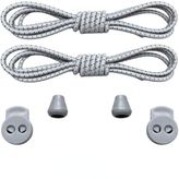 Yuvarlak, Akıllı, Kilitle, Tak-Bırak Bağcık, Yeni Nesil, Bağlamaya Gerek Olmayan Bot, Spor, Klasik Ayakkabı Bağcığı,Elastik 100 cm (2 Çift Çizgili Gri)