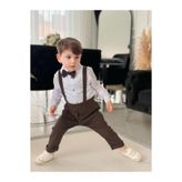 Z KİDS Kahverengi Uzun Erkek Bebek Çocuk Salopet Takım