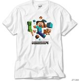 Z Zeplin Minecraft Elements Beyaz Tişört - XS