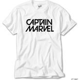 Z zepplin Captain Marvel Text Beyaz Tişört - 2XL