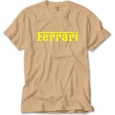 Z zepplin Ferrari Gold Text Krem Tişört