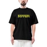 Z zepplin Ferrari Gold Text Oversize Siyah Tişört - M