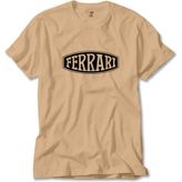 Z zepplin Ferrari Logo Text Krem Tişört
