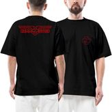 Z zepplin Rammstein Eagle Red Ön Arka Baskılı Siyah Oversize Tişört