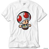 Z zepplin Super Mario Toad Beyaz Tişört - XL