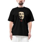 Z zepplin V For Vendetta Maske Oversize Siyah Tişört