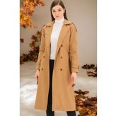 Z6737 DEWBERRY BAYAN TRENÇKOT-DÜZ CAMEL
