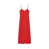 Zara C.basıc Dress Askılı Dökümlü Midi Elbise, Kırmızı