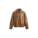 ZARA Cepli Deri Ceket, Taba, beden: M (us M)