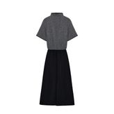 ZARA Kontrast Midi Elbise, Orta-gri, beden: M