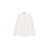 ZARA Pileli Volanlı Bluz, Ekru, beden: Xl