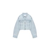 ZARA Trf Dıstressed Crop Denım Ceket, Mavi, beden: M