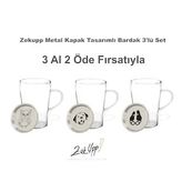 Zekupp Termos Bardak Metal Kapak 3'lü Set