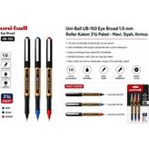 Zemira Siyah Kırmızı Pilot Kalem 3 Adet Uniball Eye Broad 1.0 mm Roller Pilot Kalem UB-150-10 Roller - --