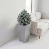 Zenith 50 cm Dikey Konik Metal Saksı – İç ve Dış Mekan Modern Dekoratif Saksılık (50×30/20 cm) (Gri)