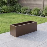 Zenith 80x25x30 cm Metal Yatay Dikdörtgen Saksılık - İç ve Dış Mekan Modern Saksı (Acıkahve)