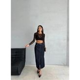 Zeo Basic Maxı Boy Rins Jean Etek - Lacivert - 42