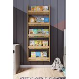 zeo wood design Montessori 5 Raflı Mdf Çocuk Kitaplığı 154*60 Cm Safir Meşe