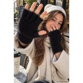 ZERAMİNE Peluş Kesik Parmak Eldiven Siyah