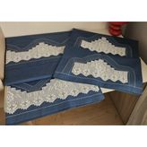 Zesa Home El Işi Dantelli Nervürlü ve Pikolu Nevresim Takımı - 200 x 220 cm - Indigo