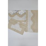 ZESA HOME El İşi Dantelli Nervürlü ve Pikolu Nevresim Takımı Desenli Açık Latte Rengi Çarşafı Çift Tarafı Dantelli 200 x 220