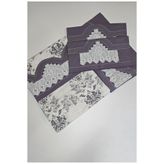ZESA HOME El İşi Dantelli Nervürlü ve Pikolu Nevresim Takımı Desenli Füme Rengi Çarşafı Tek Tarafı Dantelli 200 x 220