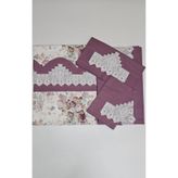 ZESA HOME El Işi Dantelli Ve Nervürlü Pikolu Desenli Nevresim Takımı - Violet Çarşafı Çift Taraf Dantelli 220 x 240