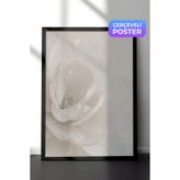 Zestia Siyah Çerçeveli Duvar Tablosu Beyaz Porselen Çiçek Sakin Minimal Kompozisyon Yatak Odası Dekoru, 50 x 70
