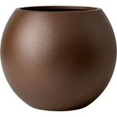 Zevli Dekoratif 27L Küre Saksı Ø35 cm (Kahve Çekirdeği) • Özel Iç Hazne Dahil, Beton Görünümlü Modern Salon ve Bahçe Saksısı - Standart - Çok Renkli