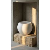 ZEVLİ Küre Saksı 20 cm Sakız Beyaz Modern Şık Dekoratif İç ve Dış Mekan Saksısı