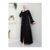 Zeynep Tesettür Çapraz Biyeli Ferace - Siyah/Beyaz