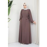 Zeynep Tesettür Ebrar Model Abaya - Vizon