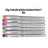 Zig Set 7 6'lı 0,8 mm Teknik Çizim Kalem