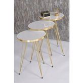 Zigon Sehpa Gold Beyaz Tel