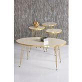 Zigon Sehpa Ve Orta Sehpa ELİPS Set Gold Krem Tel