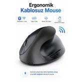 Zilvana Type-C Şarjlı Dikey Ergonomik Kablosuz Mouse Bluetooth Siyah (Sağ El Kullanımına Uygundur)