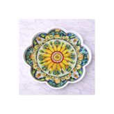 Zucci Home 36 cm Çiçek Desenli Cam Dekoratif Tepsi | Akdeniz Esintisi | Shine Solaria Art | Renkli Çiçek Motif Renkli 36 x 36