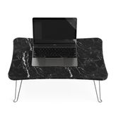 ZUESSE DIZAYN Dizüstü Bilgisayar Standı, Kahvaltı Servis Yatağı Tepsisi, Mini Piknik Masası,Taşınabilir ve Hafif Mini Masa, Kanepe için Lap Tablet Masası,Laptop Standı (Siyah Mermer Desenli)