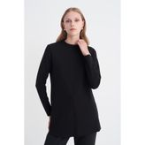 Zühre Dik Yaka Fitilli Siyah Tunik 0014