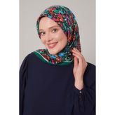 Zümrüt Karışık Çiçek Desen Soft Eşarp