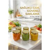 ZURİ DESİGN 6’lı Cam Bebek Mama Kavanozu Seti Altın Kapaklı Sağlıklı Saklama 210 ML