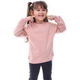 Zuzunga Basic Bisiklet Yaka Şardonlu Çocuk Sweatshirt 3-10 Yaş Pudra