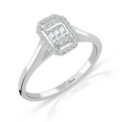 0.15 ct Modern Tasarım Baget Kare Tektaş Yüzük