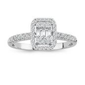 0.32 ct Modern Tasarım Baget Kare Tektaş Yüzük