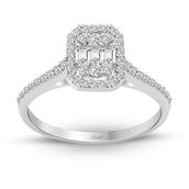 0.34 ct Modern Tasarım Baget Kare Tektaş Yüzük