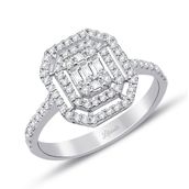 0.60 ct Çift Sıra Baget Kare Tektaş Yüzük