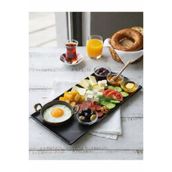 1 Adet 35x18 cm Kırılmaz Sağlıklı Malzemeden Üretilmiş Siyah Ultra Dayanıklı Sunum Tepsisi Servis Tabağı