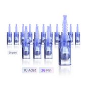 10 Adet 36 Pin A6 Dermapen Ignesi Orijinal Dermapen Igne Kartusu Mavi Soketli
