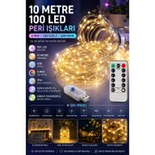 10 Metre SARI 100 LED Işıklar Peri Işıkları 8 MOD RGB Işıkları USB SARI Renkli Işık Peri Dize Işıkları Tel Fonksiyonlu Süsleme İnce Telli Aydınlatmalı Şerit Led Yılbaşı Işık Yılbaşı Süsü